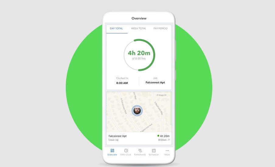 A graphic showing QuickBooks Time on a smartphone.