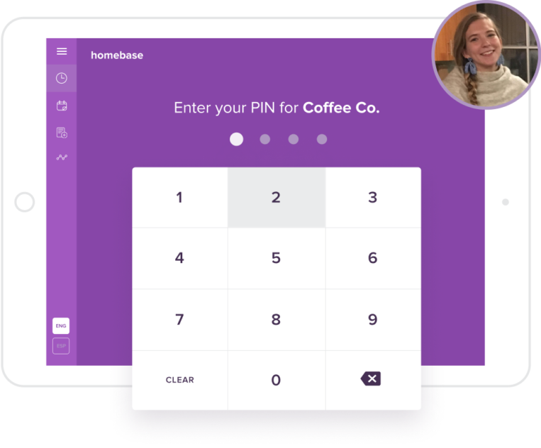 Time clock app punching in employee pin